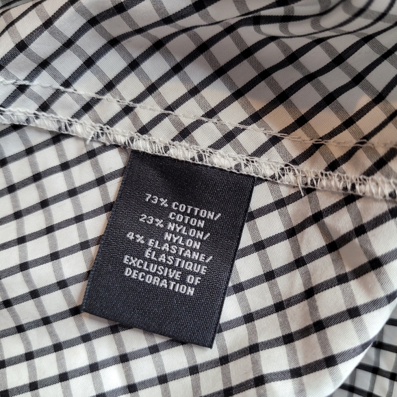 Lafayette 148 Collared Blouse Sleeveless 12 Black Trim Plaid Checkered Career - Picture 7 of 9